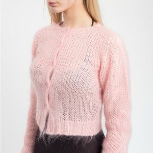 Guizio Fuzzy Mohair Cropped Cardigan